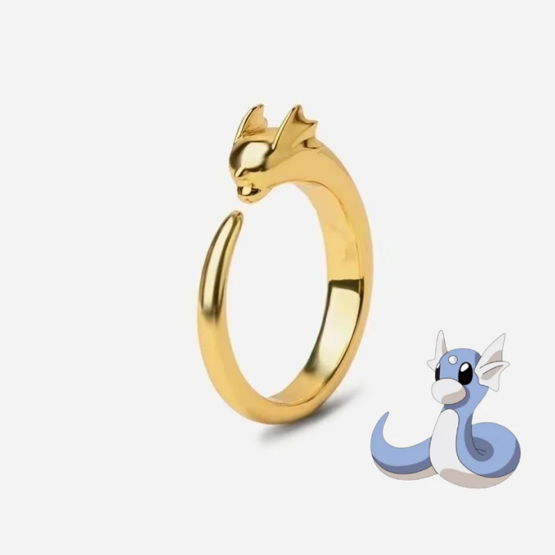 Pokémon Dratini Gengar Ring Jewelry Otvorenie nastaviteľného páru Prsteň módne karikatúra film Periférne doplnky Niche darček