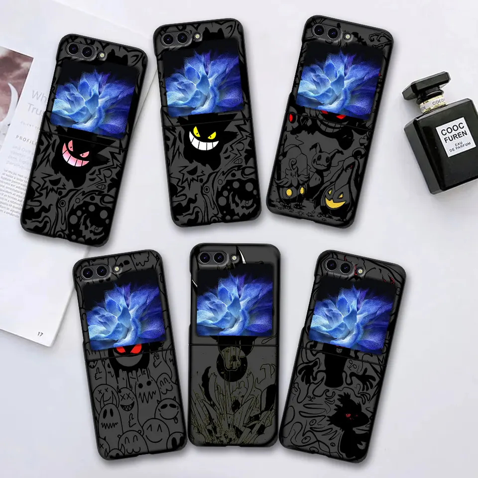 Pokémon Gengar Case pre Samsung Galaxy Z flip6 Flip5 Čierny kryt mobilného telefónu z Flip 5 6 Hard PC shell zflip5 zflip6 prípady fonda