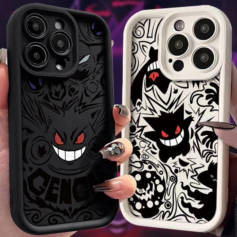 Pokémon Gengar Cool Telefón puzdro pre iPhone 15 14 13 12 16 Pro Max xr xs xsmax 7 8 plus 13 12 12 Mini Shock -odolný silikónový mäkký kryt