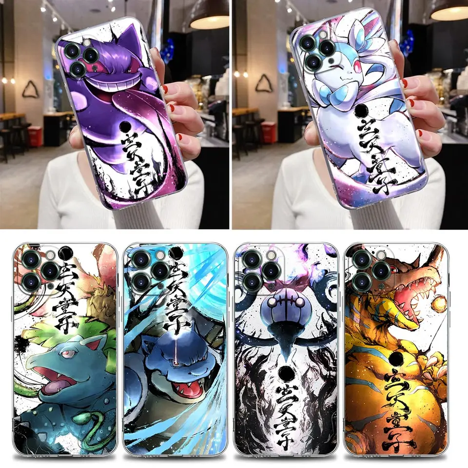 Pokémon Gengar Sylveon Anime Clear Case pre iPhone 16 15 14 13 12 11 Pro Max Mini xs xr x 7 8 plus 6 Silikónové puzdrá o mäkké krytie