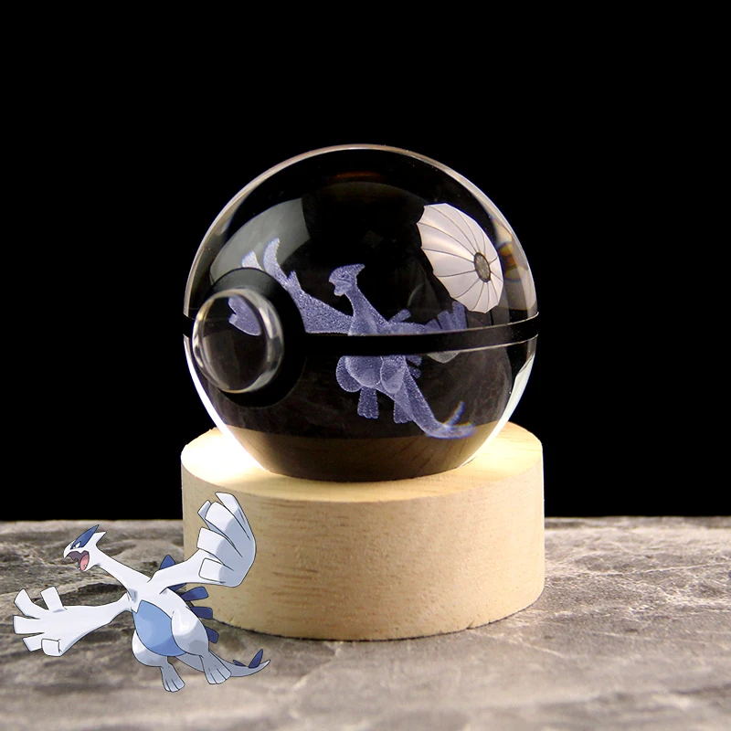 Pokémon Lugia Crystal Ball Model Hračky, 3D laserové gravírovanie, zbierka suvenírov hier, vianočné darčeky pre deti, 5 cm