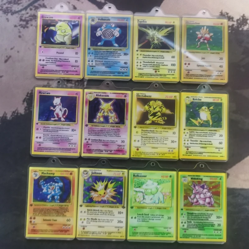Pokémon obojstranný keychain Charizard Venusaur Mewtwo Zapdos akrylové malé karty Anime postavy Pendant Game Requess