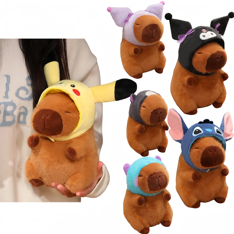 Pokémon pikachu capybara Wear Clothte Sanrio Capybara plyšová hračka anime ahoj mačiatko kuromi lucifer mačka plnená bábika deti vianočné darček