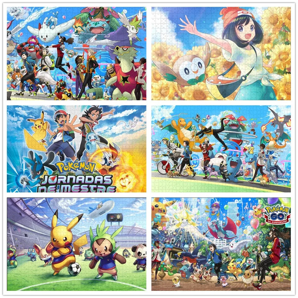 Pokémon Pikachu Jigsaw Puzzles 300/500/1000 kusy Cartoon Anime Psyduck Eevee Dekomprimujte vzdelávacie hádanky vianočné darčeky