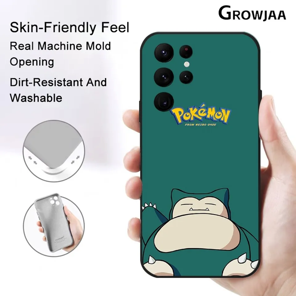 Pokémon Snorlax Puzdro pre telefón Samsung Galaxy S24 Ultra S22 S23 Ultra S21 S20 SOCKOPPROUT ORFICTER SILICONE CULULARES Funda