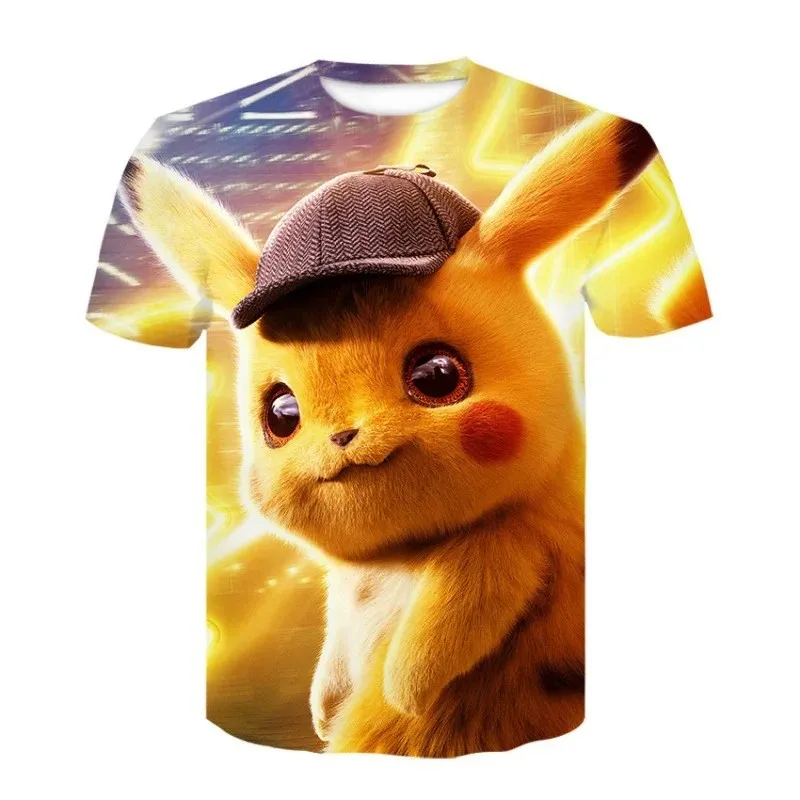 Pokémon Tričko Bandai 2024 Letná karikatúra 3D tlač Pikachu oblečenie dievča Cascur Street Men Dámske oblečenie Cosplay kostým
