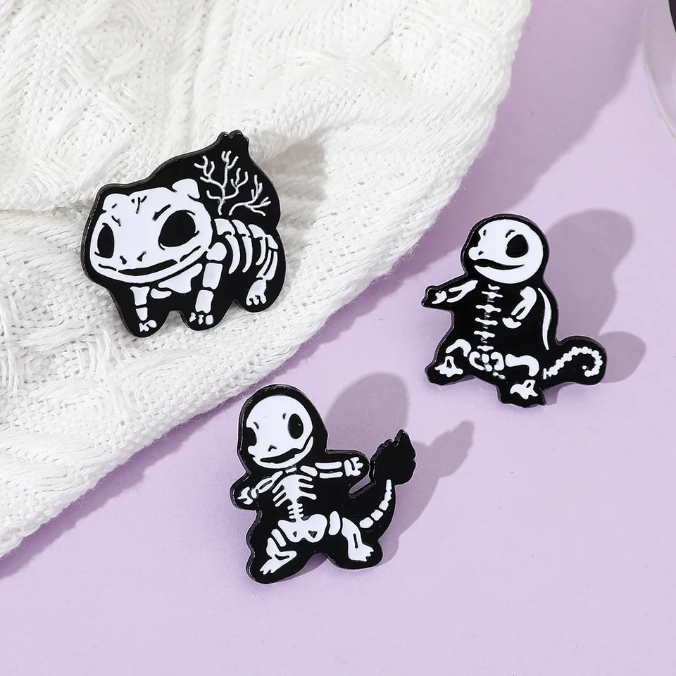 Pokémonová kostra brošňa anime akčné figúrky Pikachu Charizard Mewtwo Enamel Jewelry Skeleton Broš