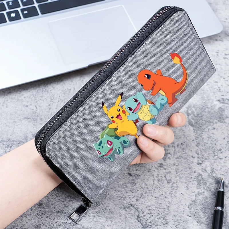 Pokémonová peňaženka veľká kapacita nových mužov s dlhým zipsom s viacerými kartami slot spojky Roztomilé anime pikachu psyduck módne darček