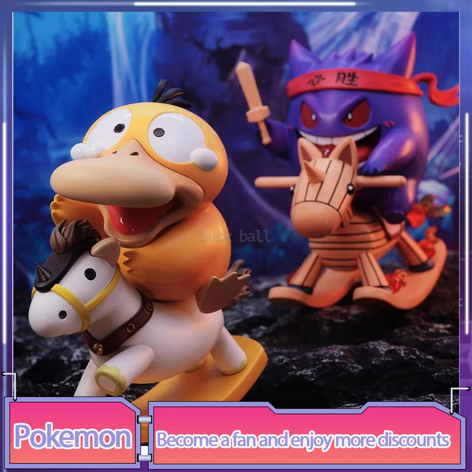 Pokémonové figúrky Psyduck figure Gengar jazdiť na hojdajúcom koní figurín PVC Model Model bábiky Detské hračky narodeniny darčeky