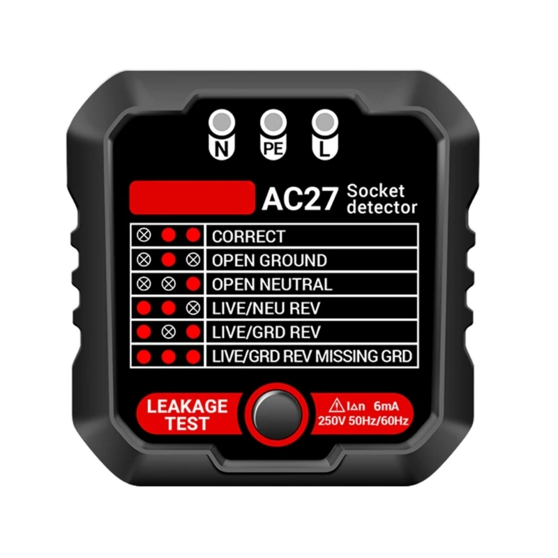 Polarita obvodu- Skladací tester 250V Socket Tester Polarita elektrického obvodu-