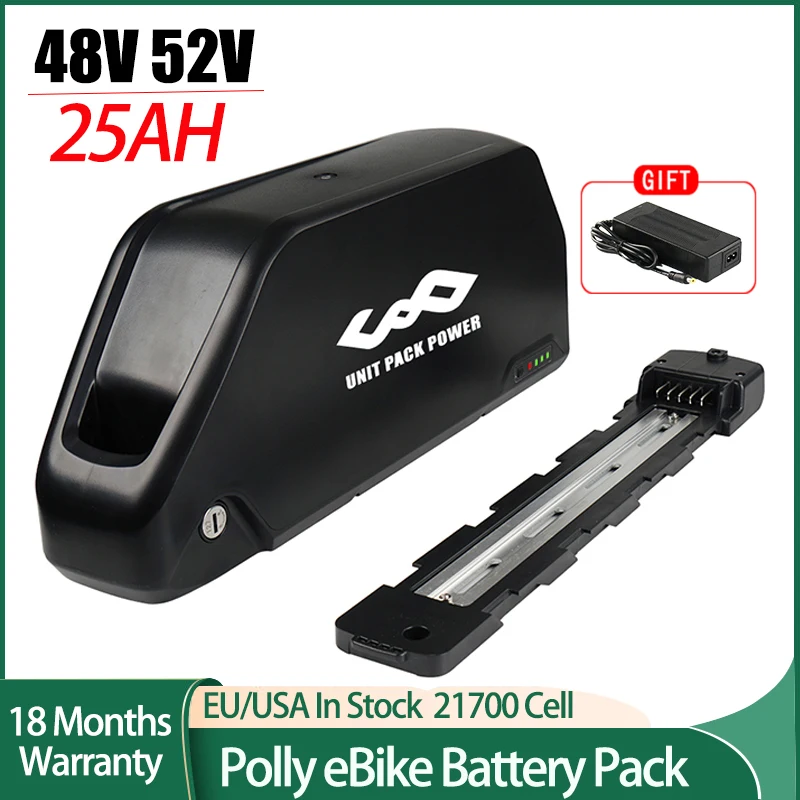 Polly 48V 25AH 24AH EBIKE BATTERTICKÁ DOWNUBE 52V 25AH ELEKTRICKÁ BATTERSKÁ BATTERSKÁ BATTERA 40A Pôvodná 21700 Littium Lon batéria 250W-1800W