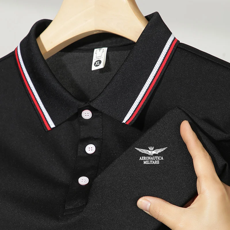 Polo Manga Curta Com Lapela Confortrável Masculino, Tops de negócios E Lazer, Pulôveres respiráveis, tendencia Moda Escritório, V.