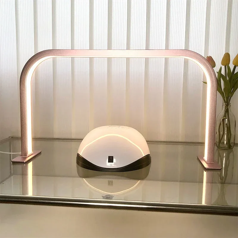Polovica Mesiaca nechtovú lampu manikúru stolová lampa Krásny salón Salón predlžovanie mihalníka obočie plnenie Svetlo LED LED U Tvar Half Moon Lamp