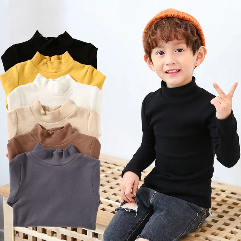 Polovica s vysokým golierom s vysokým golierom podkladom košeľa Detské zahustené teplé stredné goliere všestranné tričko Autumn/Winter Top