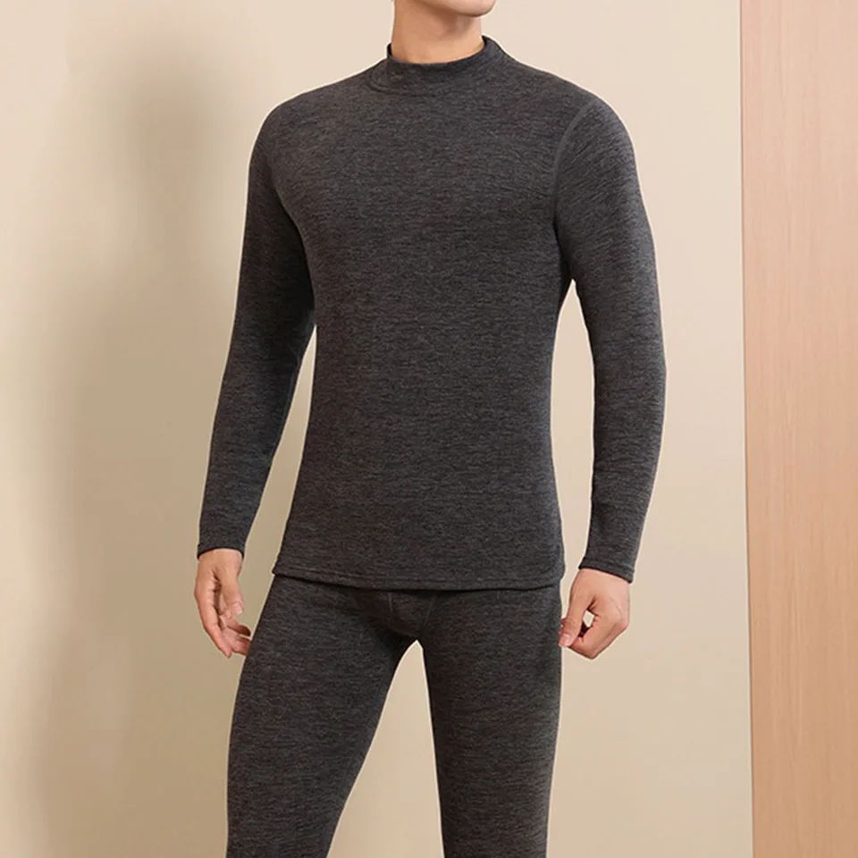 Polovica s vysokým golierom Thermal Set Clothes Halfhighcollar Muž Blue Baselayer Leggings Polyester Tkanina Spevný farebný vzor