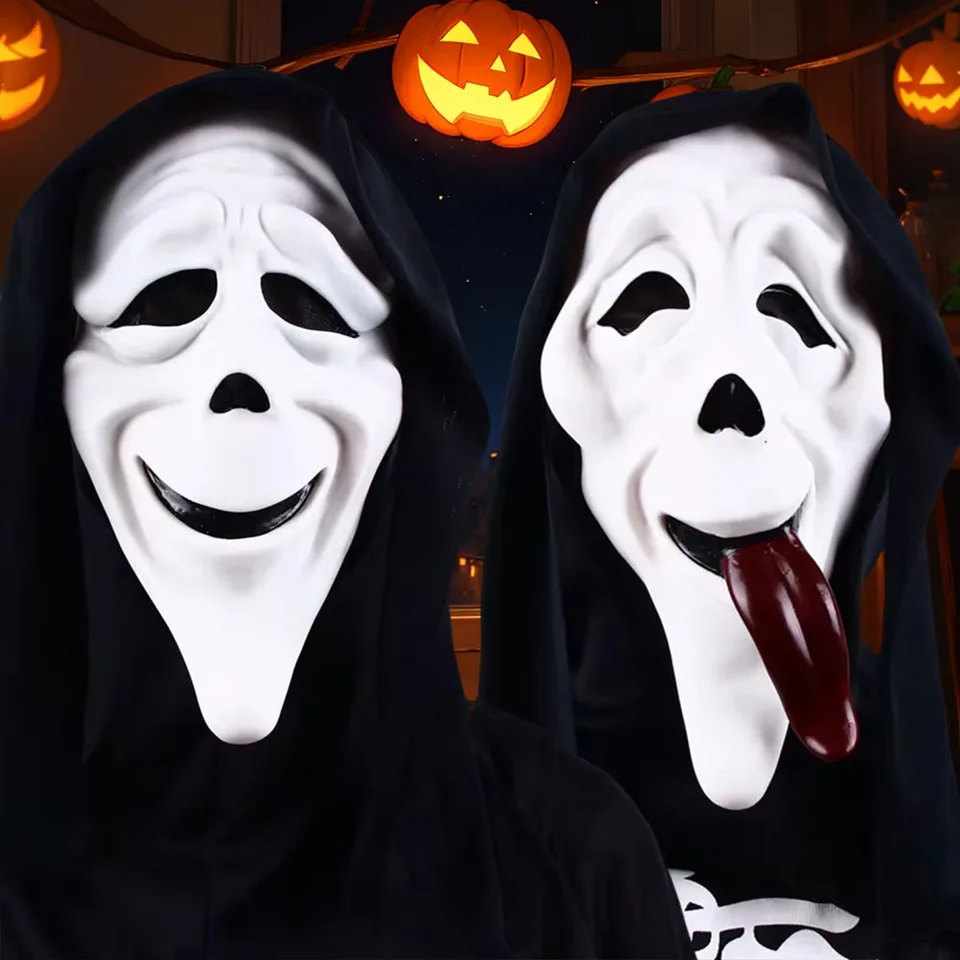 Polovičná maska ​​Horribleweird Andterrible Ghost Mask na prírodné latexové rekvizity Halloween