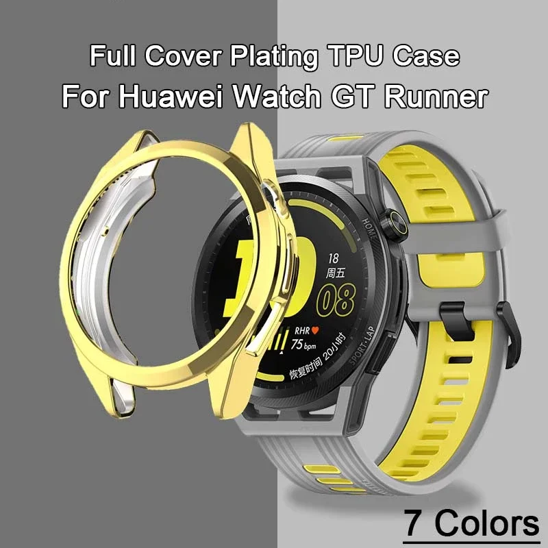 Polovičné pokrytie mäkkého silikónu TPU Pasting puzdro pre Huawei Watch GT Runner Smartwatch Ochranné nárazník