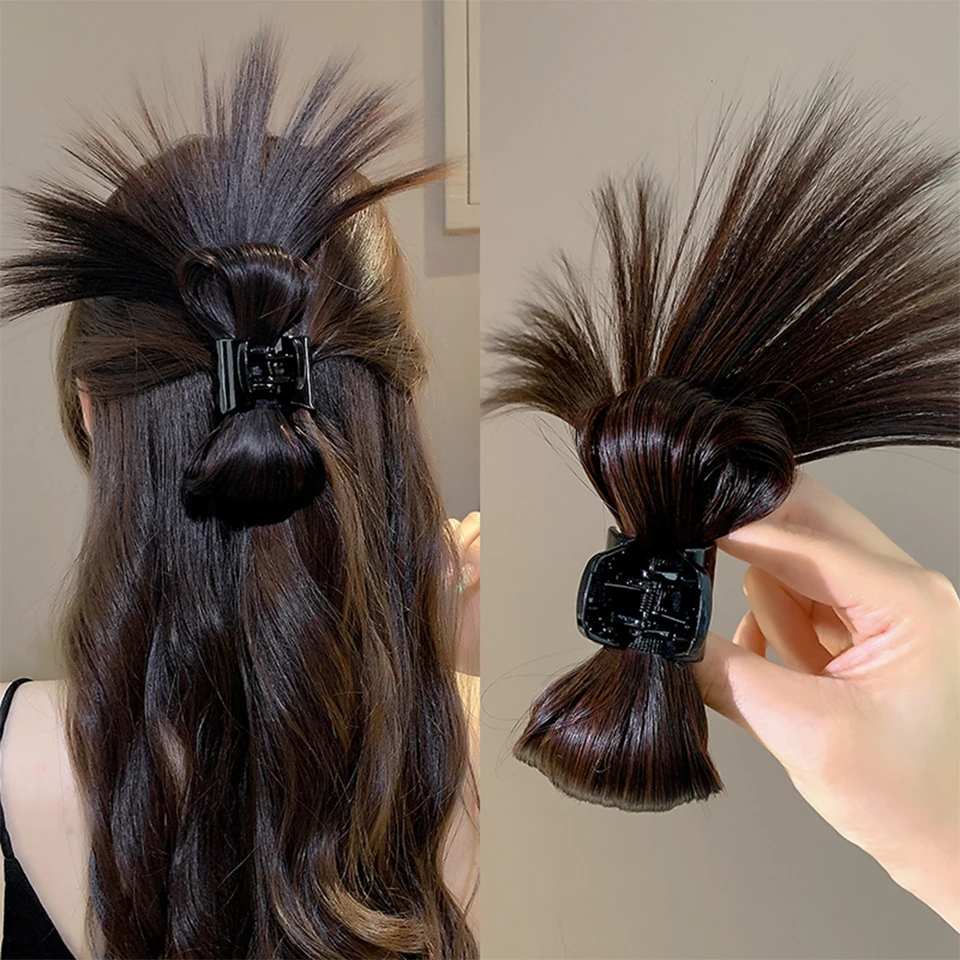 Polovičné vlasové pazúry Perie Perie Shuttlecock Syntetické parochne Syntetické parochne Fluffy Hair Bun Caours Clip Clip na predlžovanie copu pre ženy