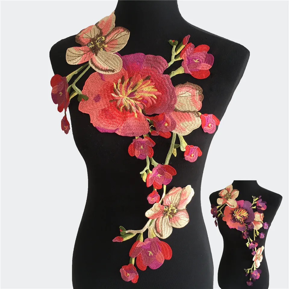 Polyester vyšívané Venise Lace Lace Recornline Golier Elsing Applitry Trups