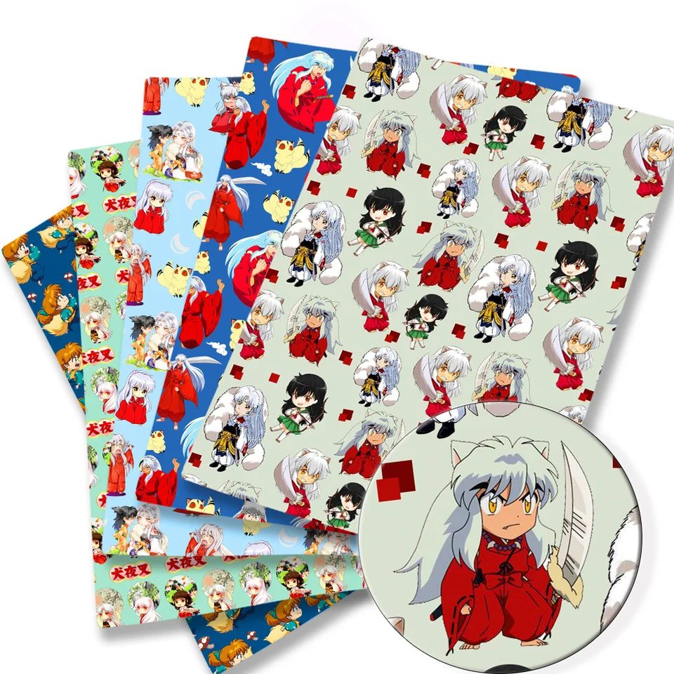 Polyesterová bavlna Inuyasha anime periférie látky 140*50 cm DIY šijacie patchworky prešívanie detských šaty potlačená látka
