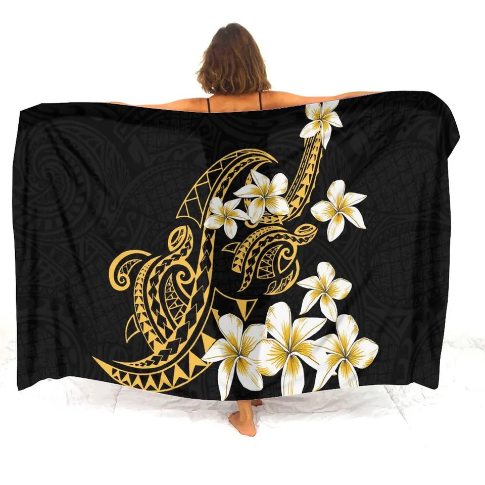 Polynézske dámy sarong kmeň kvetinové tlač hibiscus kvetinové dizajn sarong plážová zástera pre letné havajské prímorské letovisko