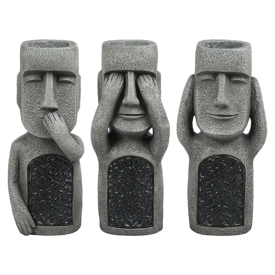 Polyrézia Veľkonočný ostrov Socha ozdoba Funny Ahu Akivi Moai Monolith Figurín, výška 25 cm