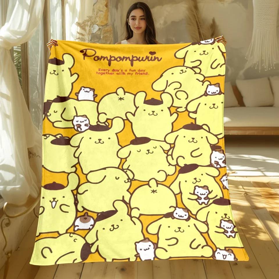 Pom pom purin sanrio karikatúra HD tlačená flanel prikrývka.Sofa spál
