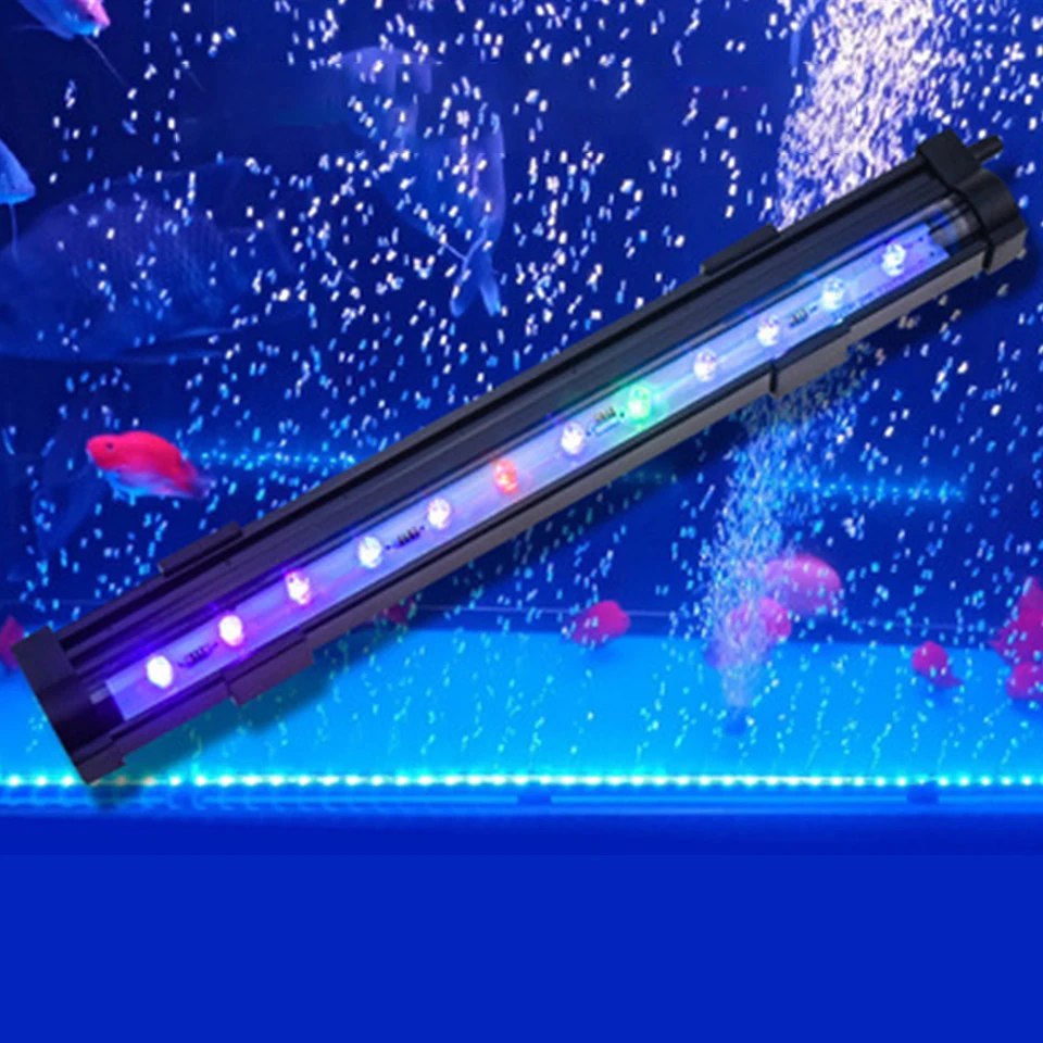Pomalé bleskové ryby Nádrž dekor osvetľovacia lampa LED bublinky Svetlo sacie šálka Akvárium svetlo pásik farebný nepremokavá zástrčka EU