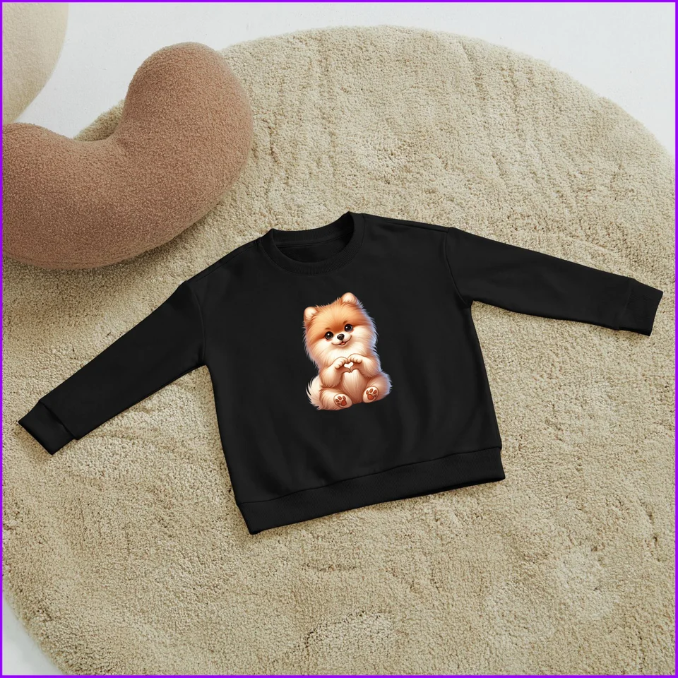Pomeranian karikatúra roztomilý pes dávajúci srdcom zviera Sja596 Kids Boys Dievčatá mikiny mikiny luxusné ružové chile cosplay list fash