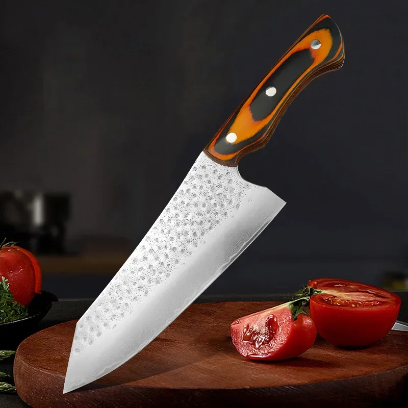 Ponefing damascus nôž mäso ovocie vegetable mäsiar nôž Drevená rukoväť kuchynské nože kuchár kuchár