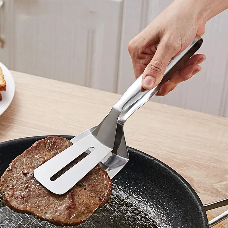 Ponorky na otočenie steakov z nehrdzavejúcej ocele BBQ Multifunkčný varenie Tong s obojstrannou špachtľou špachtle