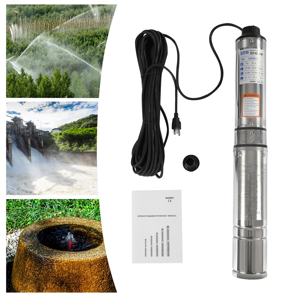 Ponorné čerpadlá OD rúrka 110V/60Hz 0,37 kW 0,5 HP z nehrdzavejúcej ocele ponorné čerpadlo s priemerom 1,25 