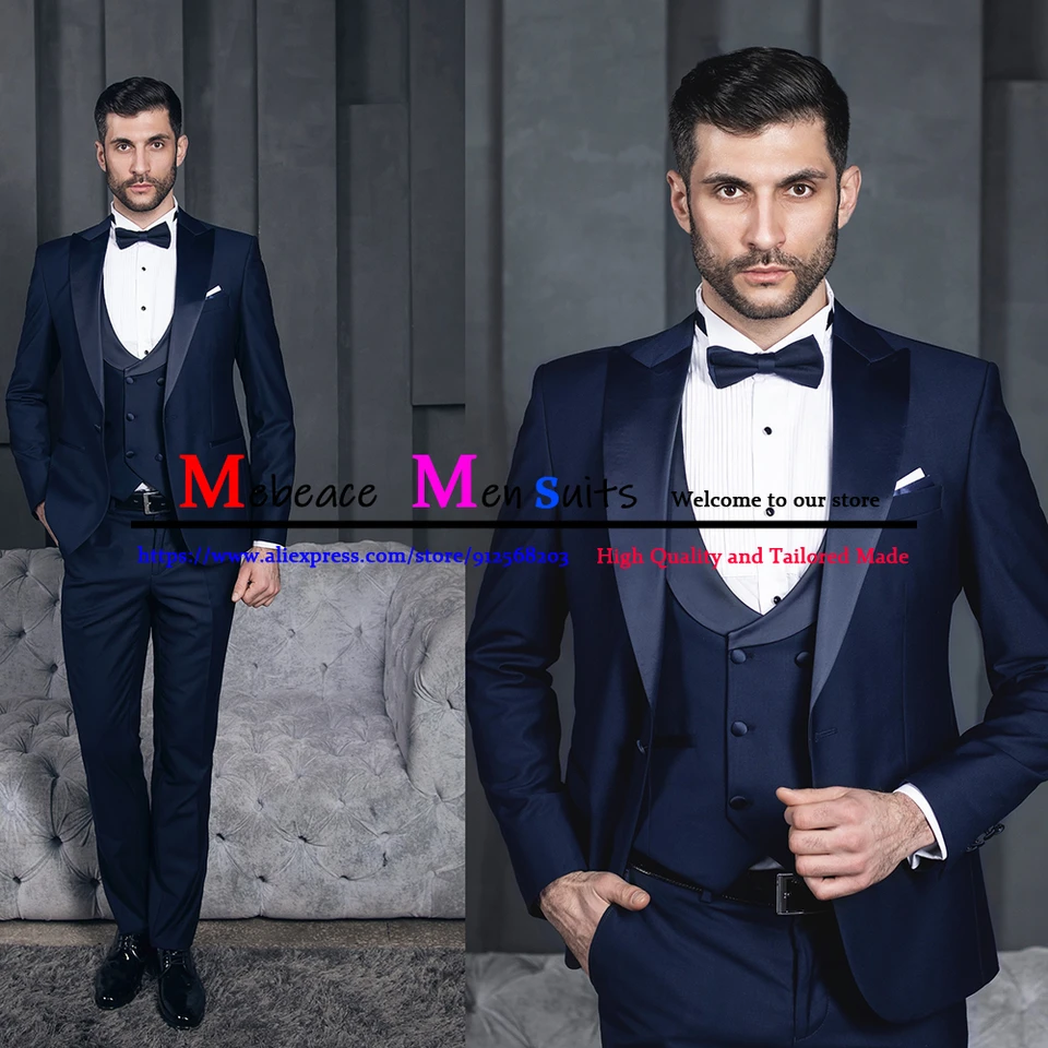 Ponuce Pánske obleky Slim Fit Navy Blue Suit For Men