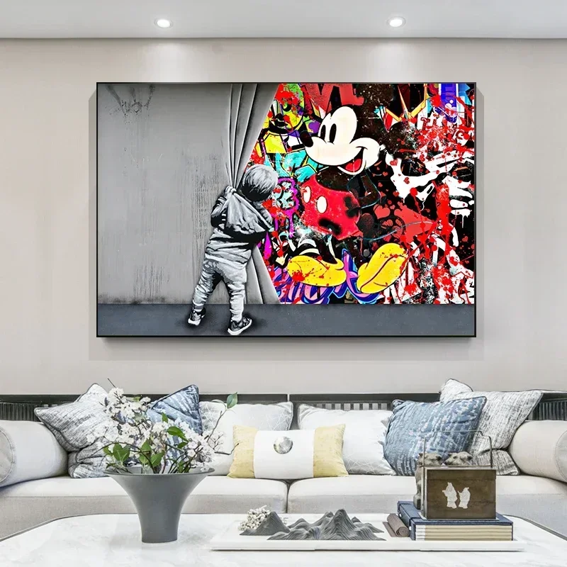 Pop Art Canvas Art obrazy graffiti umenia Mickey Mouse Plagát a tlač Cuadros Wall Art Picture pre detskú spálňu Domáca dekorácia