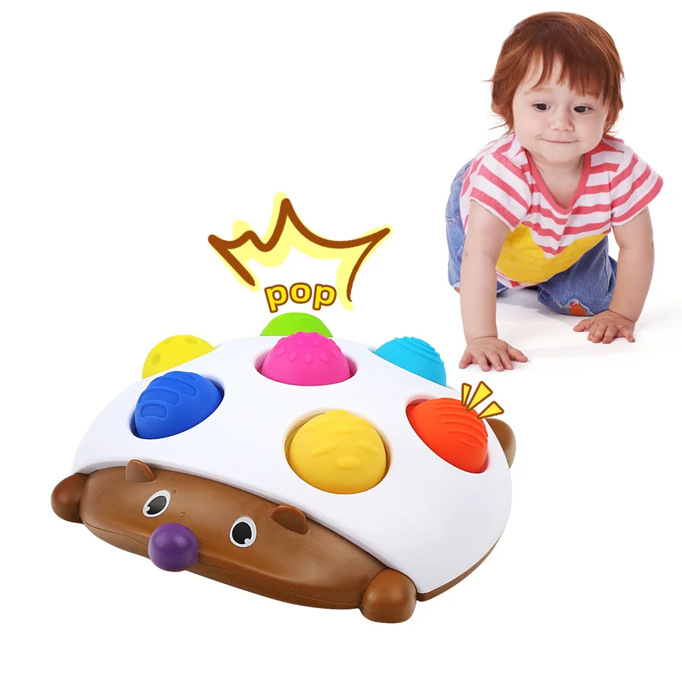 Pop Fidget Toy, Toddler Pull a Pop Montessori Hračky, zmyslové hračky s jemnými motorovými hedgehogmi