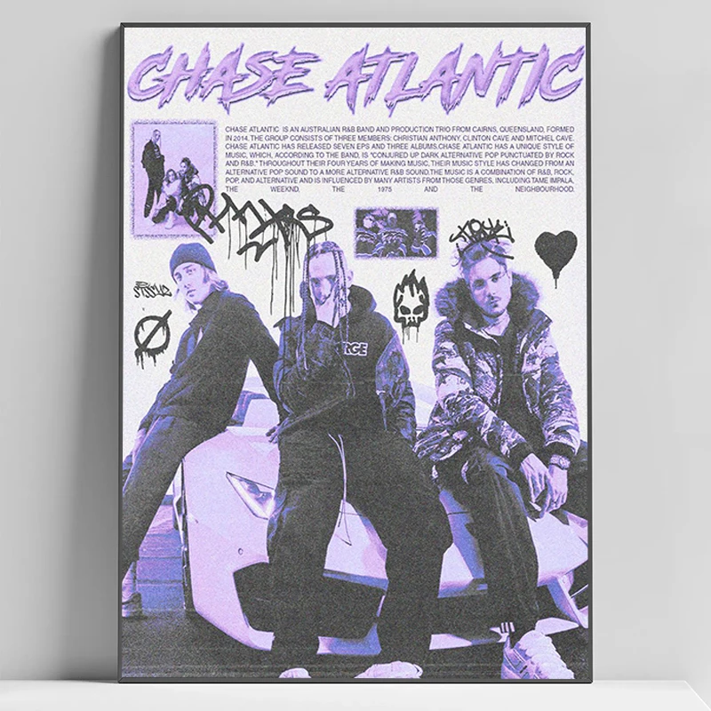 Pop Rapper Chase Atlantic Plagát Ozduky Domáce dekorácie Plagáty pre nástenné dekoratívne maľby maľba na plátne Art