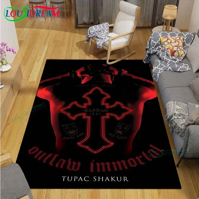 Pop Singer Tupac-Shakur 、 2Pac Tlačené koberce Obývacia izba proti šmyku kobercy Koberec Kids Spál