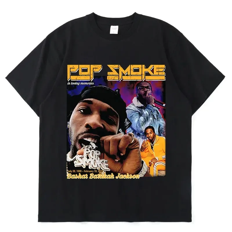 Pop Smoke Fashion Vintaget-Shirt Populárny hip hopový rapper streetwear grafické tričká letné unisex