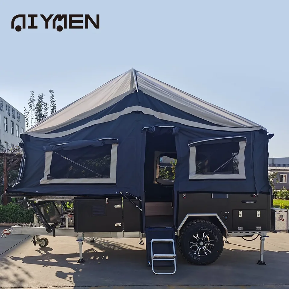 Pop -Up Camper Slide Tvrdotované motocyklové úžitkové prívesy Camp Camon Coach Australian Standards Hybrid Caravan Offroad