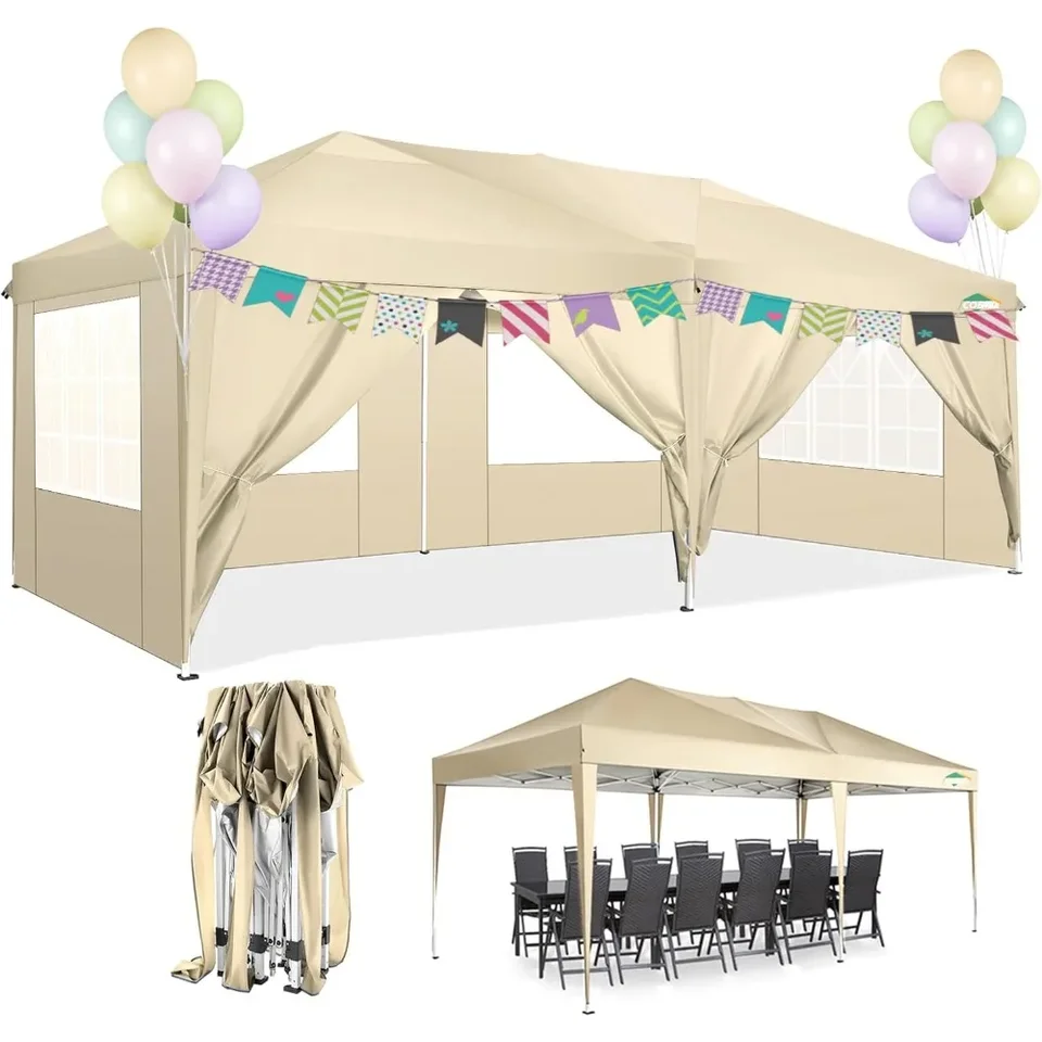 Pop-up Canopy Stan 10x20 nepremokavý proterabilný prístrešok, veľký priestor, ľahko nastaviteľný, UPF 50+ Ultrafialové lúče, vonkajšie prístrešok