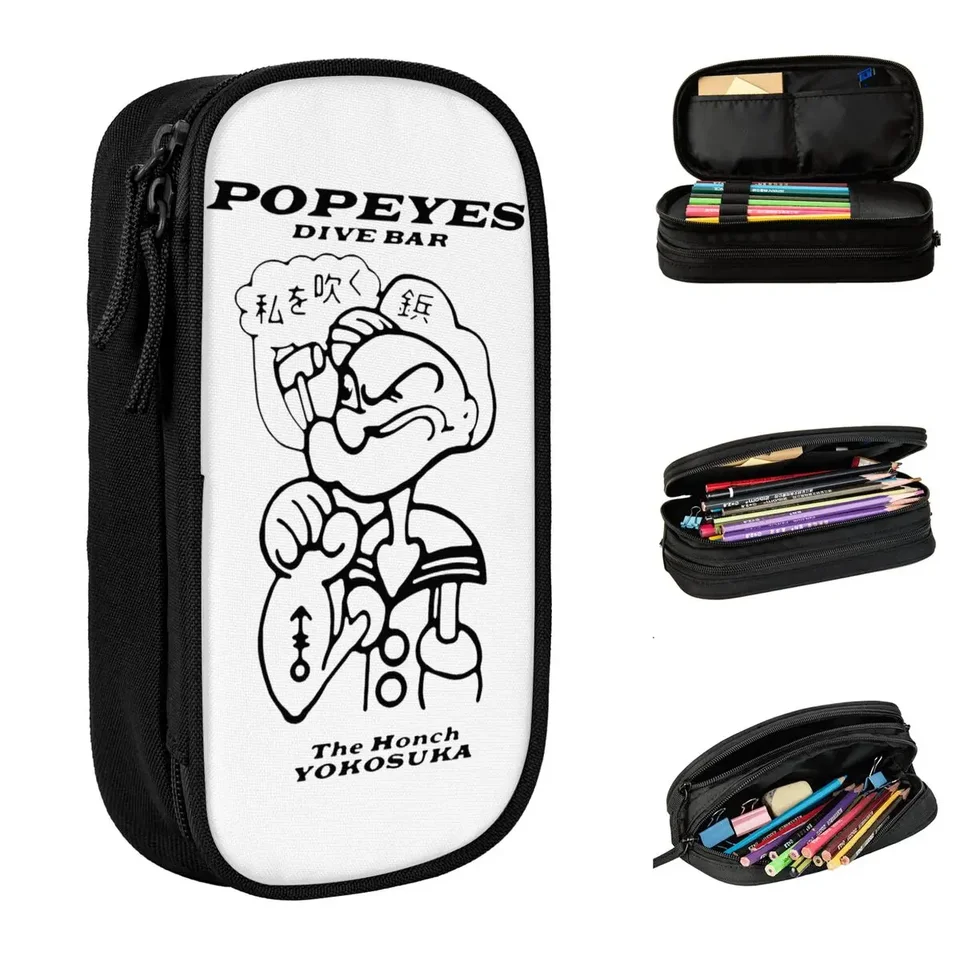 Popeyes yokosuka ceruzka Pase Pen Držiteľ taška pre deti veľké úložisko Kozmetická ceruzka Cencil puzdro