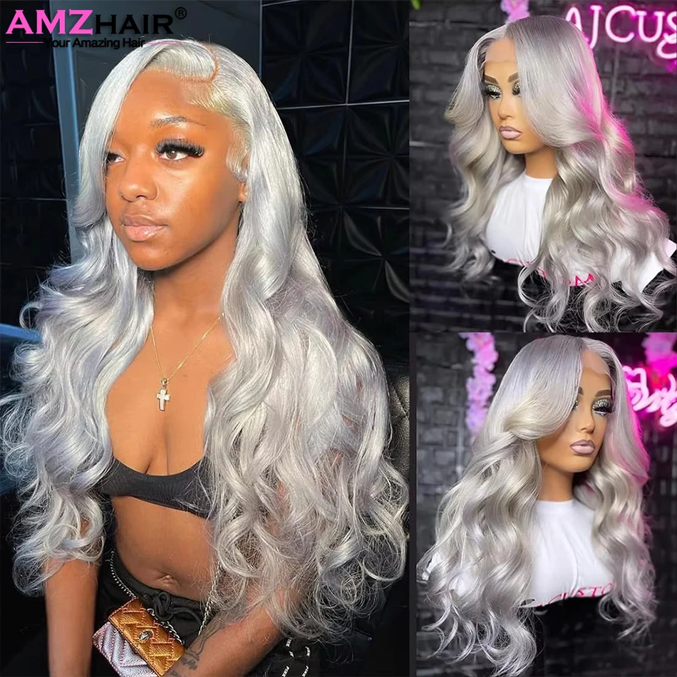 Popol Grey Body Wave Lace predné parochne Parochne ľudské vlasy blondínka 613 čipky predné parochne 13x4 Remy brazílske strieborné sivé farby ľudských vlasov parochne