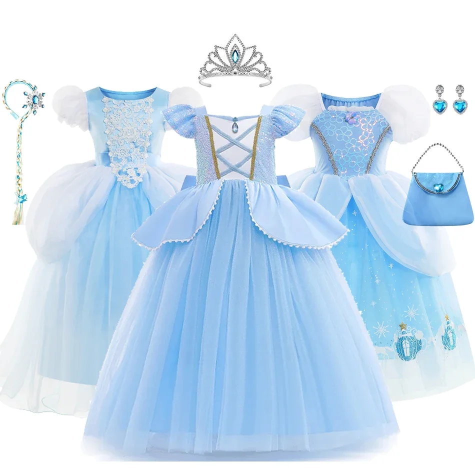 Popolušky Detské dievčatá Dievčatá Cosplay kostým pre deti dievčatko Halloween narodeninové oslavy šaty princezná kostýmy