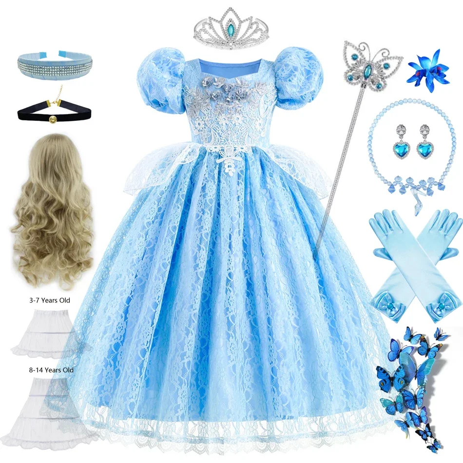 Popolušky šaty pre dievčatá Kids Party Cosplay halloween kostýmy deti narodeniny princezná šaty oblečenie