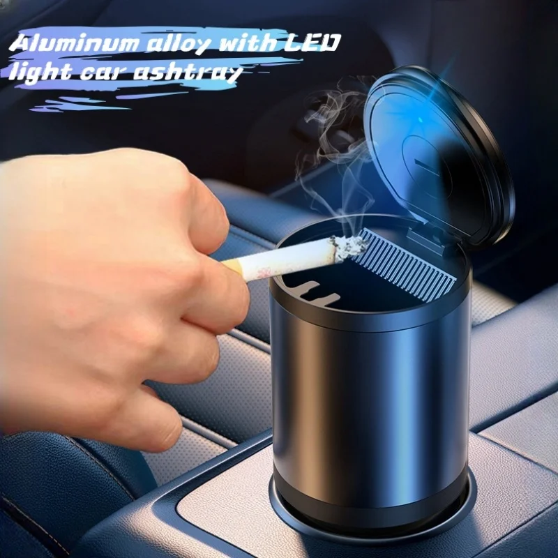 Popolňový popolník s LED svetlom Universal zliatiny popola hliníkový pohár bezdymový bezdymový automatický popolnok.