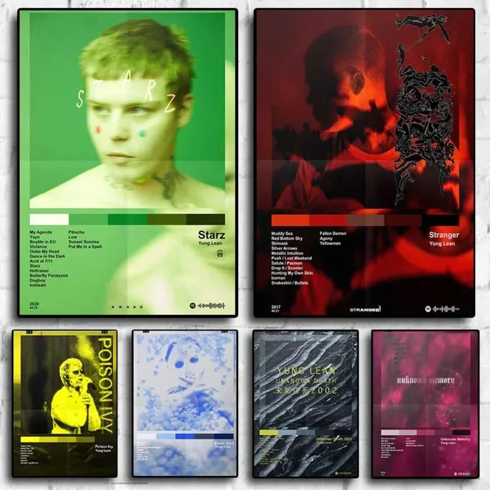 Popový spevák Yung Lean Frost God Plagát estetická sada hip hop rapper single cover Starz bládee plátno tlači