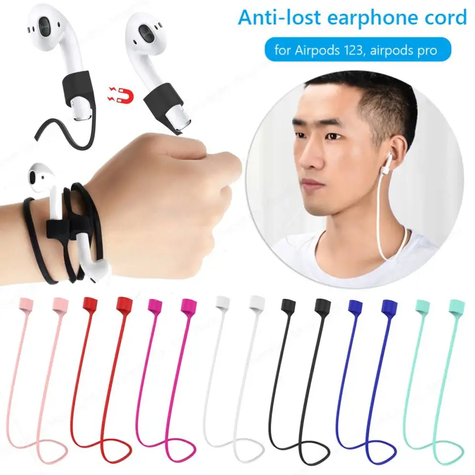 Popruh pre slúchadlá na krk pre AirPods 1 2 3 Pro Serfón proti strateným silikónovým držiakom na držiak na šnúru šnúry na šnúru slúchadlá slúchadlá