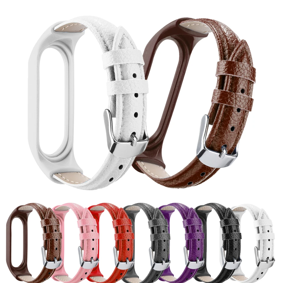 Popruh pre Xiaomi Mi Band 7 6 5 4 3 Pre Mi Band 5 Bracelet Leather Wrist Mi Band 6 remienok náramky pulseira inteligentné príslušenstvo