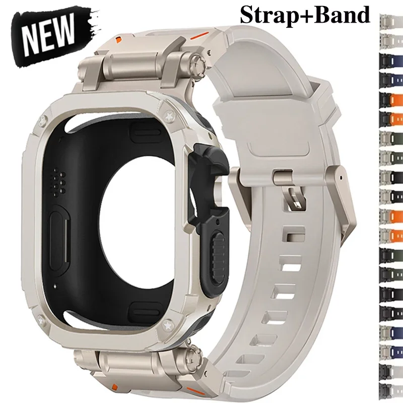 Popruh+puzdro pre Apple Watch Band Ultra 2 49 mm 44 mm 45 mm TPU Chránič puzdra kryt silikónového náramku pre IWATCH Series 9 8 7 6 5 4