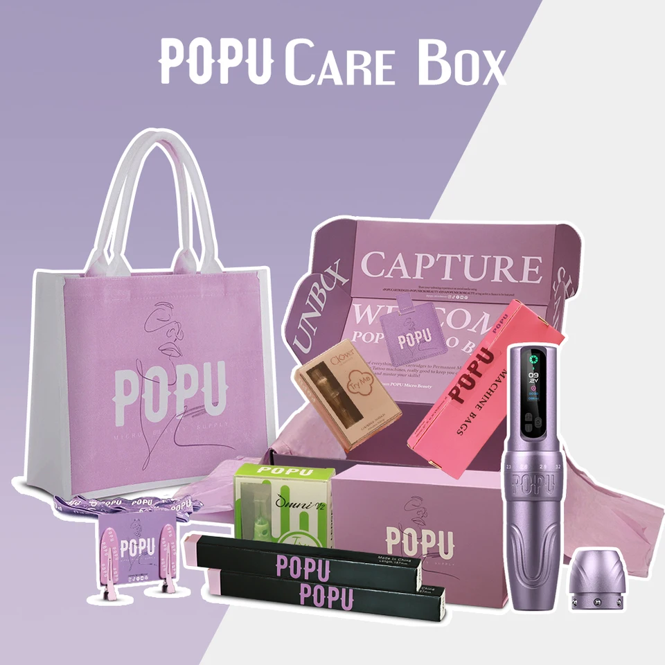 Popu Care Box Diva Permanentný make -up tetovací stroj Nastaviteľné údery pre digitálny displej PMU a SMP OLED